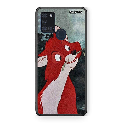 Samsung A21s Tod And Vixey Love 1 θήκη από τη Smartfits με σχέδιο στο πίσω μέρος και μαύρο περίβλημα | Smartphone case with colorful back and black bezels by Smartfits