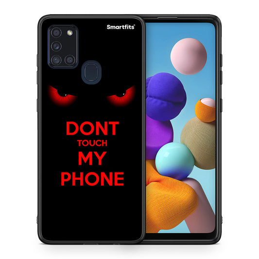 Θήκη Samsung A21s Touch My Phone από τη Smartfits με σχέδιο στο πίσω μέρος και μαύρο περίβλημα | Samsung A21s Touch My Phone case with colorful back and black bezels