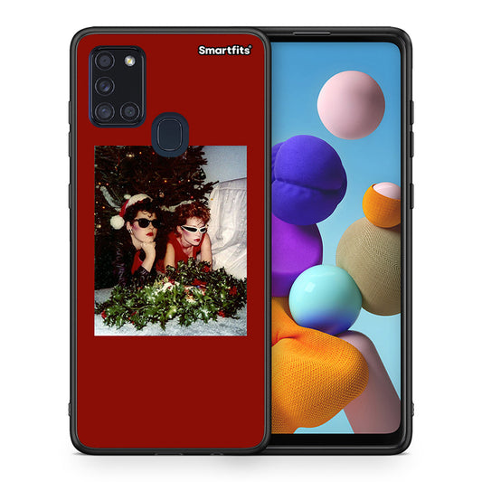 Θήκη Samsung A21s Waiting For Xmas από τη Smartfits με σχέδιο στο πίσω μέρος και μαύρο περίβλημα | Samsung A21s Waiting For Xmas case with colorful back and black bezels