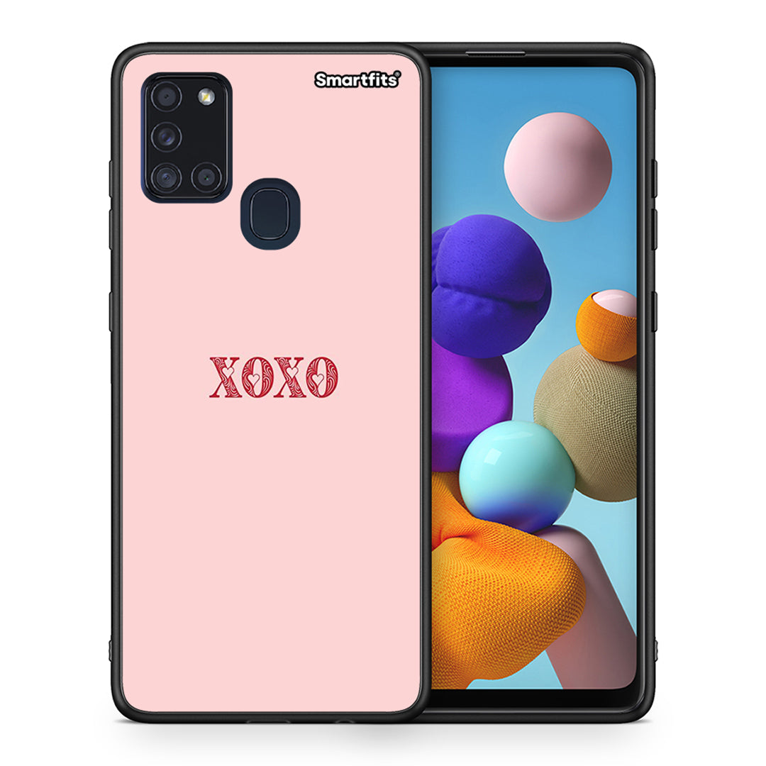 Θήκη Samsung A21s XOXO Love από τη Smartfits με σχέδιο στο πίσω μέρος και μαύρο περίβλημα | Samsung A21s XOXO Love case with colorful back and black bezels