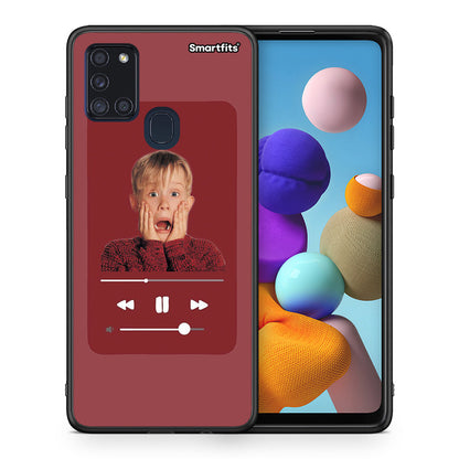 Θήκη Samsung A21s Xmas Alone Music από τη Smartfits με σχέδιο στο πίσω μέρος και μαύρο περίβλημα | Samsung A21s Xmas Alone Music case with colorful back and black bezels