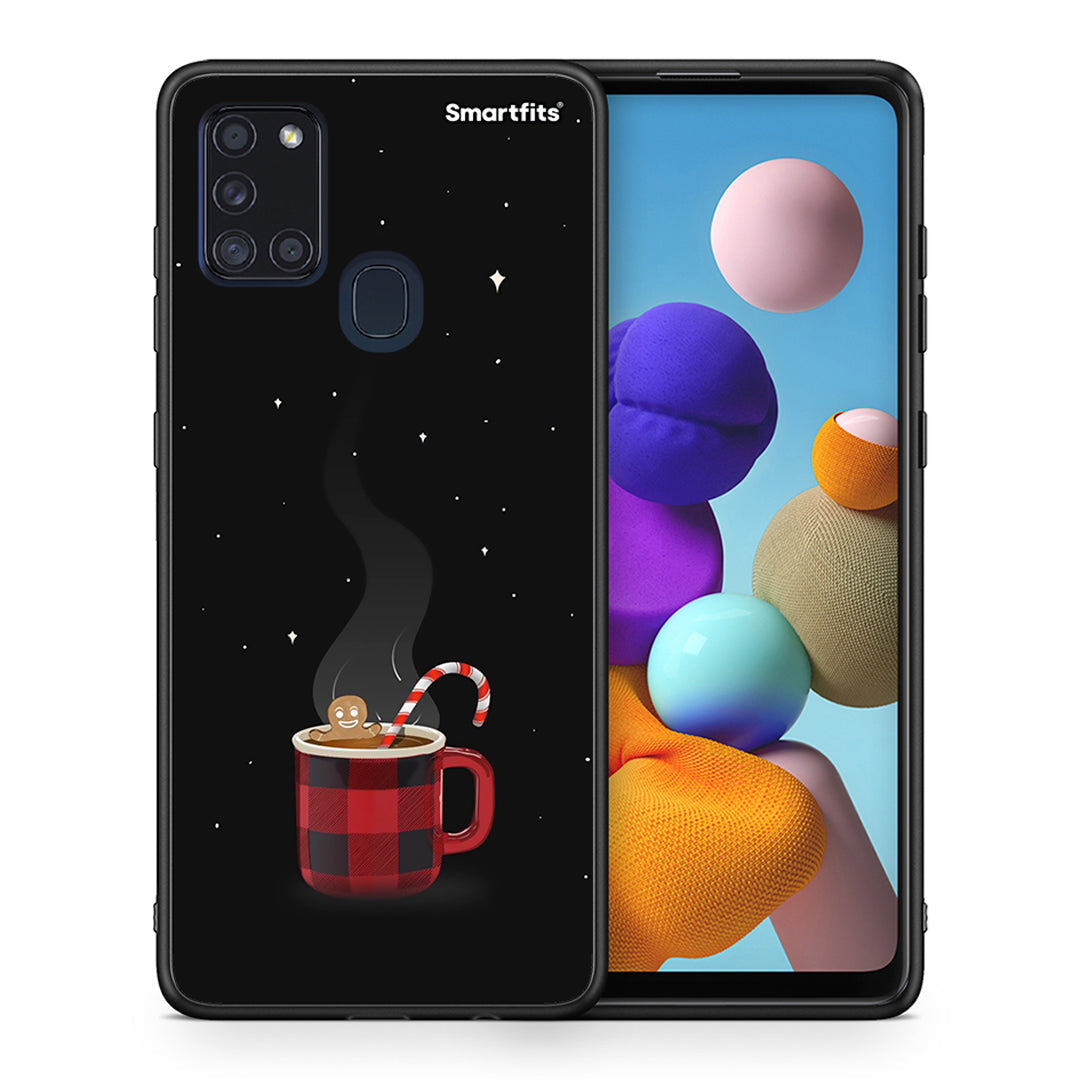 Θήκη Samsung A21s Xmas Bathing από τη Smartfits με σχέδιο στο πίσω μέρος και μαύρο περίβλημα | Samsung A21s Xmas Bathing case with colorful back and black bezels