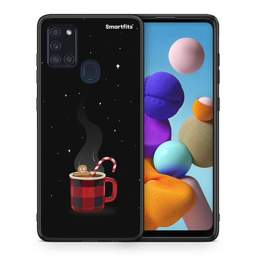 Θήκη Samsung A21s Xmas Bathing από τη Smartfits με σχέδιο στο πίσω μέρος και μαύρο περίβλημα | Samsung A21s Xmas Bathing case with colorful back and black bezels