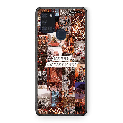 Samsung A21s Xmas Collage θήκη από τη Smartfits με σχέδιο στο πίσω μέρος και μαύρο περίβλημα | Smartphone case with colorful back and black bezels by Smartfits