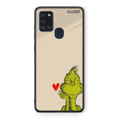 Samsung A21s Xmas Grinch θήκη από τη Smartfits με σχέδιο στο πίσω μέρος και μαύρο περίβλημα | Smartphone case with colorful back and black bezels by Smartfits
