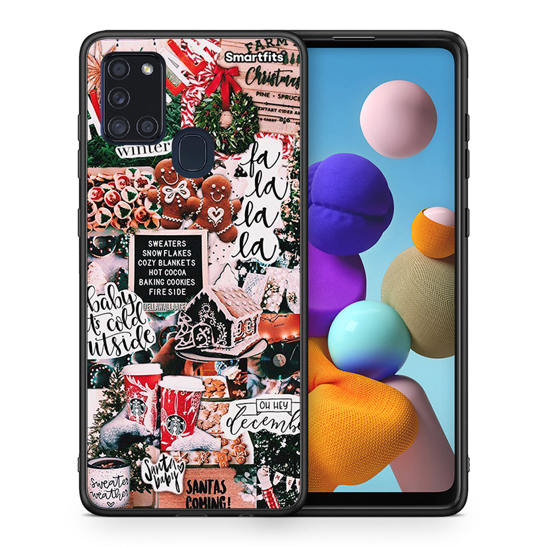 Θήκη Samsung A21s Xmas Habbits από τη Smartfits με σχέδιο στο πίσω μέρος και μαύρο περίβλημα | Samsung A21s Xmas Habbits case with colorful back and black bezels