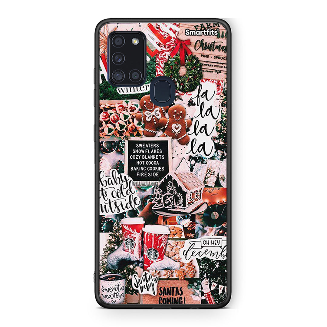 Samsung A21s Xmas Habbits θήκη από τη Smartfits με σχέδιο στο πίσω μέρος και μαύρο περίβλημα | Smartphone case with colorful back and black bezels by Smartfits