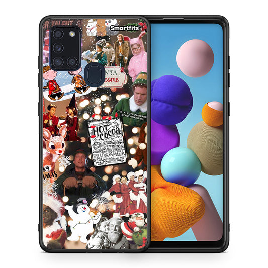 Θήκη Samsung A21s Xmas Movies από τη Smartfits με σχέδιο στο πίσω μέρος και μαύρο περίβλημα | Samsung A21s Xmas Movies case with colorful back and black bezels