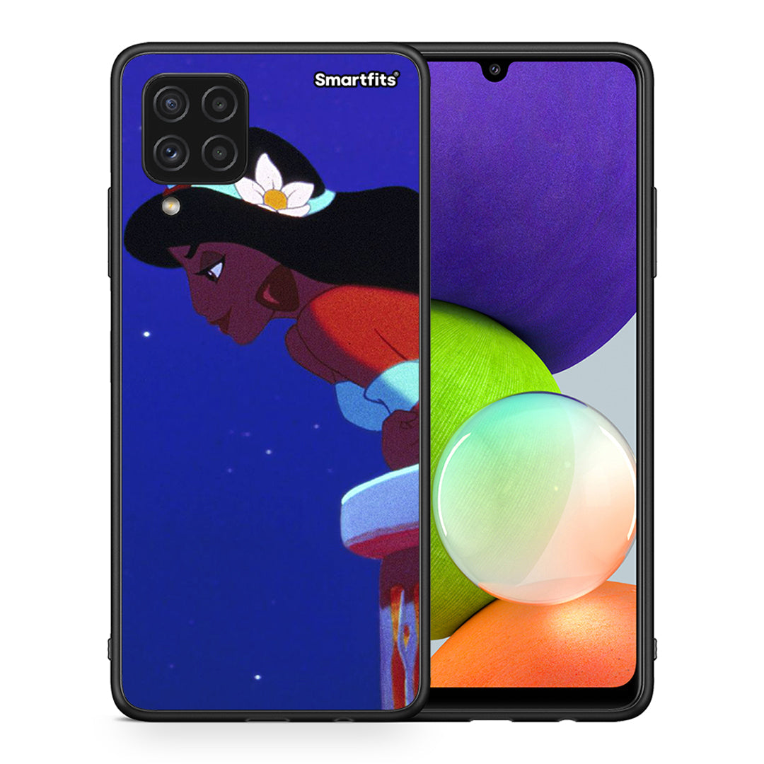 Θήκη Samsung A22 4G Alladin And Jasmine Love 2 από τη Smartfits με σχέδιο στο πίσω μέρος και μαύρο περίβλημα | Samsung A22 4G Alladin And Jasmine Love 2 case with colorful back and black bezels