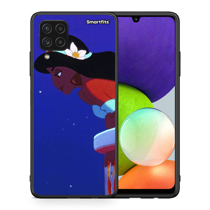 Θήκη Samsung A22 4G Alladin And Jasmine Love 2 από τη Smartfits με σχέδιο στο πίσω μέρος και μαύρο περίβλημα | Samsung A22 4G Alladin And Jasmine Love 2 case with colorful back and black bezels