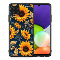 Thumbnail for Θήκη Samsung A22 4G Autumn Sunflowers από τη Smartfits με σχέδιο στο πίσω μέρος και μαύρο περίβλημα | Samsung A22 4G Autumn Sunflowers case with colorful back and black bezels