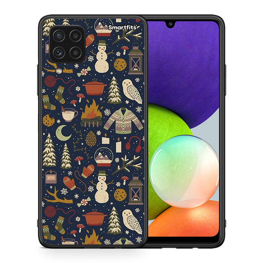 Θήκη Samsung A22 4G Christmas Elements από τη Smartfits με σχέδιο στο πίσω μέρος και μαύρο περίβλημα | Samsung A22 4G Christmas Elements case with colorful back and black bezels