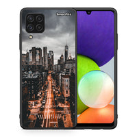 Thumbnail for Θήκη Samsung A22 4G City Lights από τη Smartfits με σχέδιο στο πίσω μέρος και μαύρο περίβλημα | Samsung A22 4G City Lights case with colorful back and black bezels