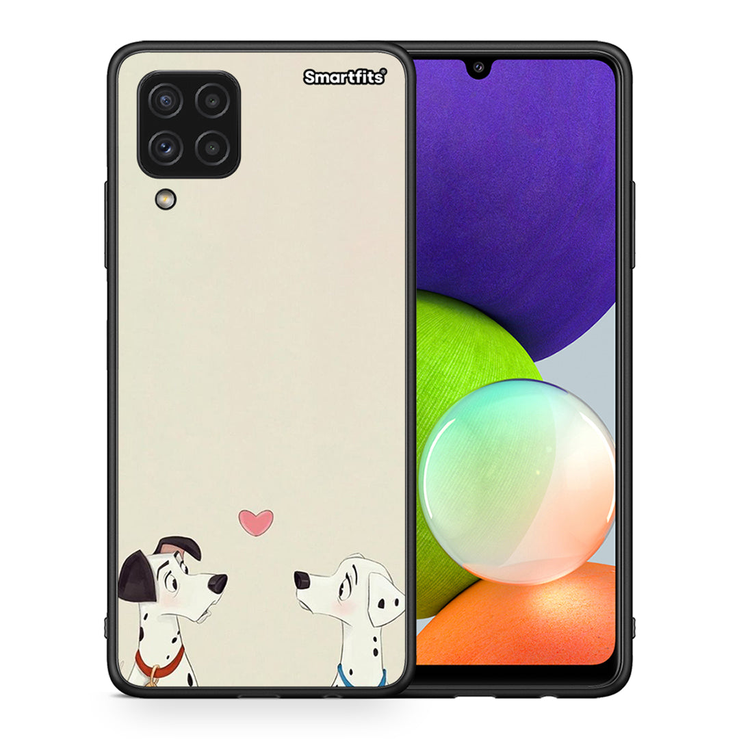 Θήκη Samsung A22 4G Dalmatians Love από τη Smartfits με σχέδιο στο πίσω μέρος και μαύρο περίβλημα | Samsung A22 4G Dalmatians Love case with colorful back and black bezels