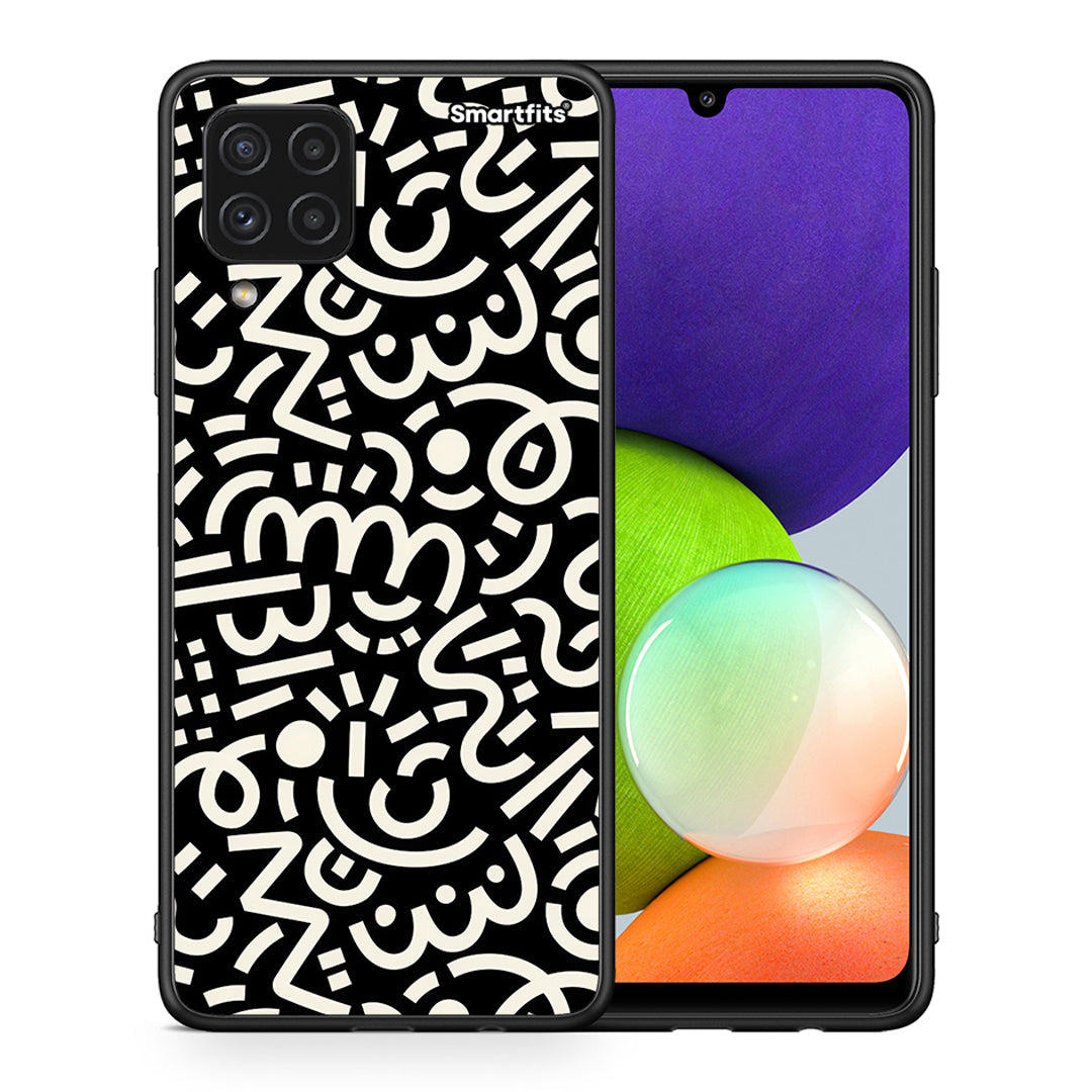 Θήκη Samsung A22 4G Doodle Art από τη Smartfits με σχέδιο στο πίσω μέρος και μαύρο περίβλημα | Samsung A22 4G Doodle Art case with colorful back and black bezels