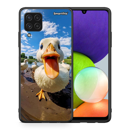 Θήκη Samsung A22 4G Duck Face από τη Smartfits με σχέδιο στο πίσω μέρος και μαύρο περίβλημα | Samsung A22 4G Duck Face case with colorful back and black bezels