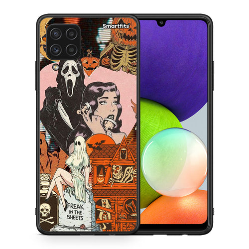 Θήκη Samsung A22 4G Halloween Collage από τη Smartfits με σχέδιο στο πίσω μέρος και μαύρο περίβλημα | Samsung A22 4G Halloween Collage case with colorful back and black bezels