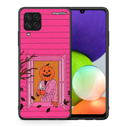 Θήκη Samsung A22 4G Halloween Pumpkin Lady από τη Smartfits με σχέδιο στο πίσω μέρος και μαύρο περίβλημα | Samsung A22 4G Halloween Pumpkin Lady case with colorful back and black bezels