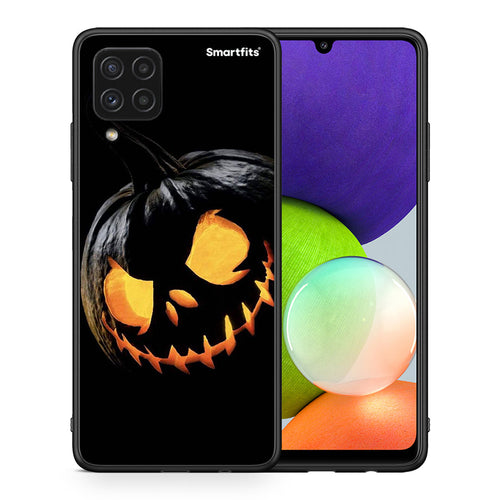 Θήκη Samsung A22 4G Halloween Scary Pumpkin από τη Smartfits με σχέδιο στο πίσω μέρος και μαύρο περίβλημα | Samsung A22 4G Halloween Scary Pumpkin case with colorful back and black bezels