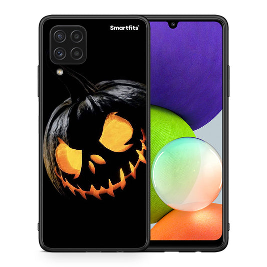 Θήκη Samsung A22 4G Halloween Scary Pumpkin από τη Smartfits με σχέδιο στο πίσω μέρος και μαύρο περίβλημα | Samsung A22 4G Halloween Scary Pumpkin case with colorful back and black bezels