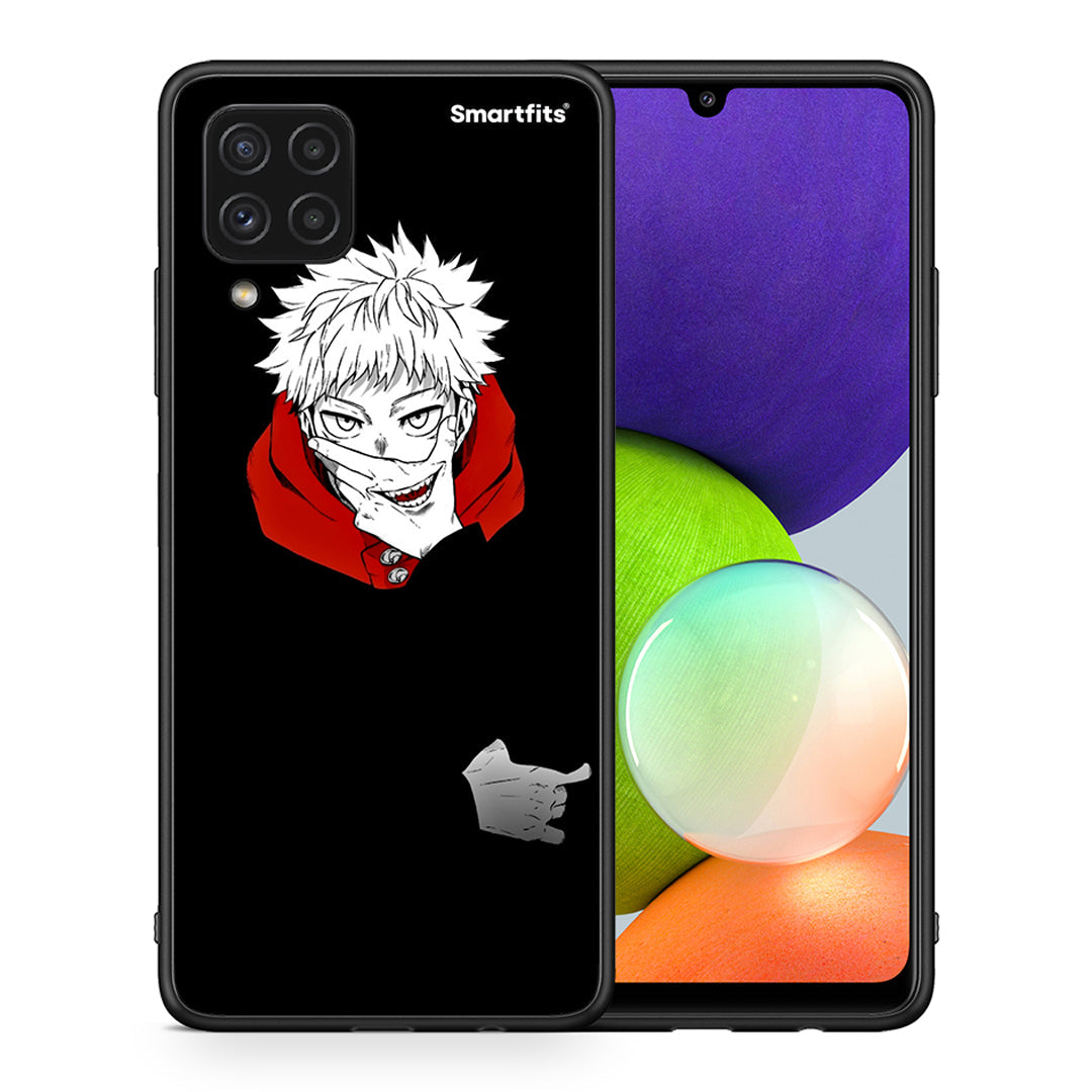 Θήκη Samsung A22 4G Itadori Anime από τη Smartfits με σχέδιο στο πίσω μέρος και μαύρο περίβλημα | Samsung A22 4G Itadori Anime case with colorful back and black bezels