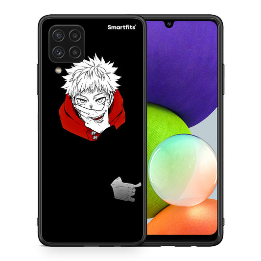 Θήκη Samsung A22 4G Itadori Anime από τη Smartfits με σχέδιο στο πίσω μέρος και μαύρο περίβλημα | Samsung A22 4G Itadori Anime case with colorful back and black bezels