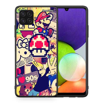 Θήκη Samsung A22 4G Love The 90s από τη Smartfits με σχέδιο στο πίσω μέρος και μαύρο περίβλημα | Samsung A22 4G Love The 90s case with colorful back and black bezels
