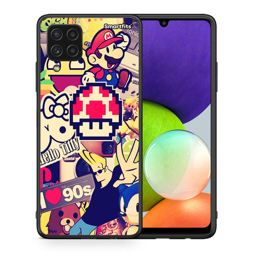 Θήκη Samsung A22 4G Love The 90s από τη Smartfits με σχέδιο στο πίσω μέρος και μαύρο περίβλημα | Samsung A22 4G Love The 90s case with colorful back and black bezels
