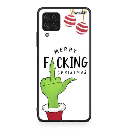 Samsung A22 4G Merry F Xmas θήκη από τη Smartfits με σχέδιο στο πίσω μέρος και μαύρο περίβλημα | Smartphone case with colorful back and black bezels by Smartfits