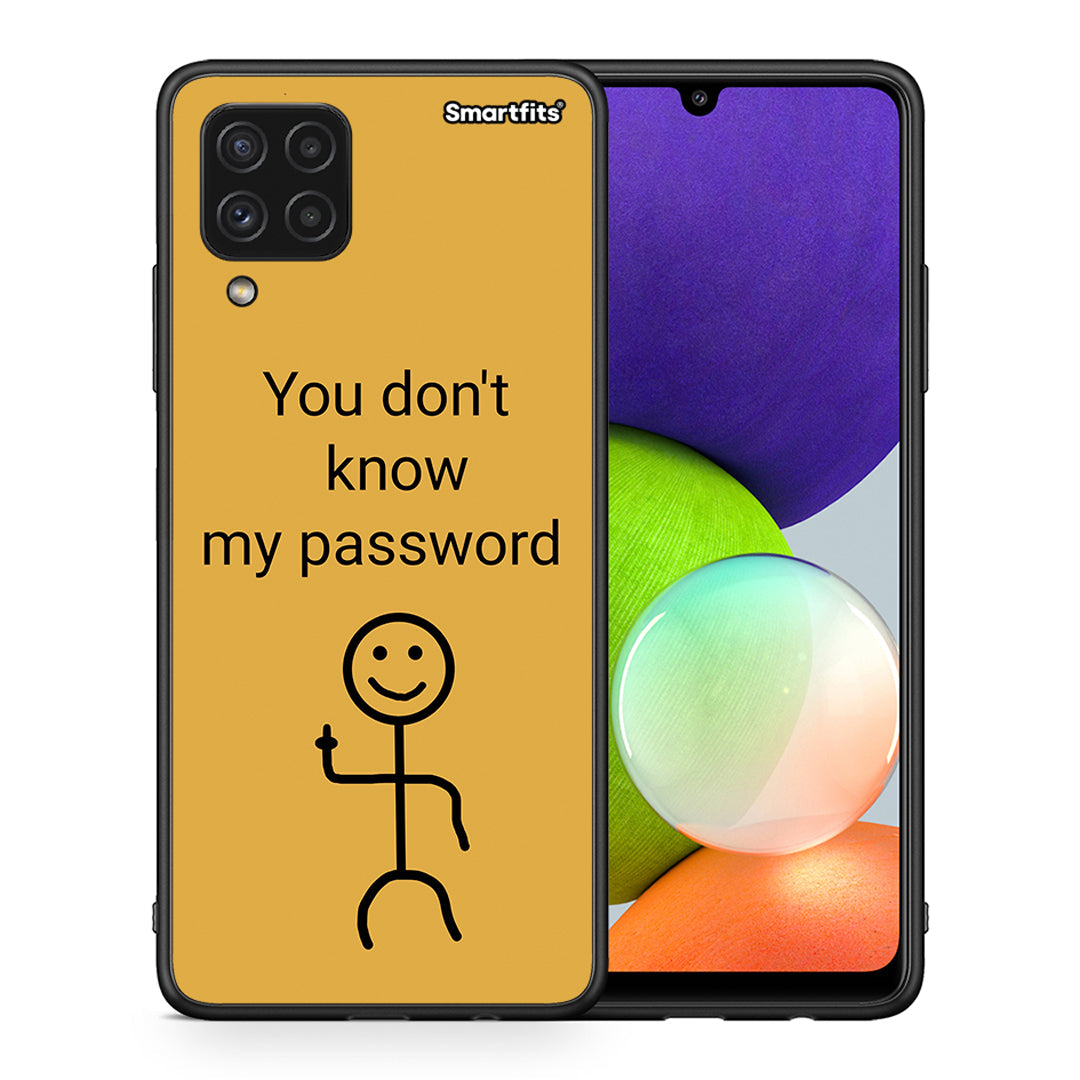Θήκη Samsung A22 4G My Password από τη Smartfits με σχέδιο στο πίσω μέρος και μαύρο περίβλημα | Samsung A22 4G My Password case with colorful back and black bezels