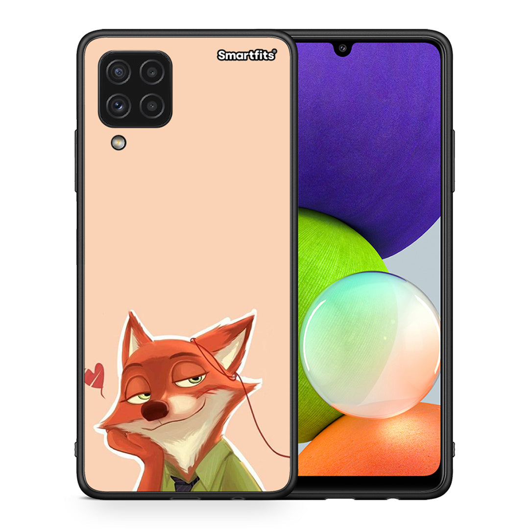 Θήκη Samsung A22 4G Nick Wilde And Judy Hopps Love 1 από τη Smartfits με σχέδιο στο πίσω μέρος και μαύρο περίβλημα | Samsung A22 4G Nick Wilde And Judy Hopps Love 1 case with colorful back and black bezels