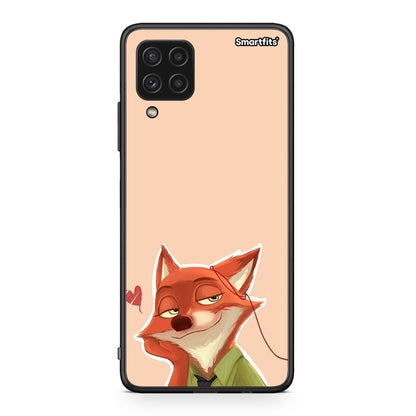 Samsung A22 4G Nick Wilde And Judy Hopps Love 1 θήκη από τη Smartfits με σχέδιο στο πίσω μέρος και μαύρο περίβλημα | Smartphone case with colorful back and black bezels by Smartfits