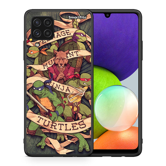 Θήκη Samsung A22 4G Ninja Turtles από τη Smartfits με σχέδιο στο πίσω μέρος και μαύρο περίβλημα | Samsung A22 4G Ninja Turtles case with colorful back and black bezels