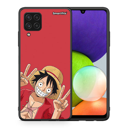Θήκη Samsung A22 4G Pirate Luffy από τη Smartfits με σχέδιο στο πίσω μέρος και μαύρο περίβλημα | Samsung A22 4G Pirate Luffy case with colorful back and black bezels