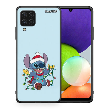 Θήκη Samsung A22 4G Santa Stich από τη Smartfits με σχέδιο στο πίσω μέρος και μαύρο περίβλημα | Samsung A22 4G Santa Stich case with colorful back and black bezels