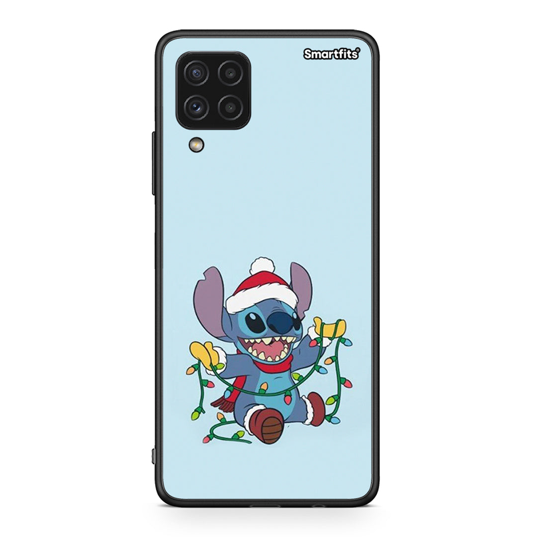 Samsung A22 4G Santa Stich θήκη από τη Smartfits με σχέδιο στο πίσω μέρος και μαύρο περίβλημα | Smartphone case with colorful back and black bezels by Smartfits