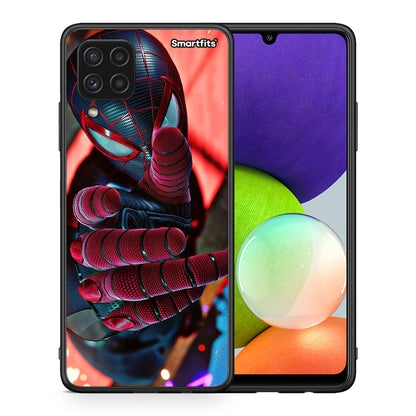 Θήκη Samsung A22 4G Spider Hand από τη Smartfits με σχέδιο στο πίσω μέρος και μαύρο περίβλημα | Samsung A22 4G Spider Hand case with colorful back and black bezels