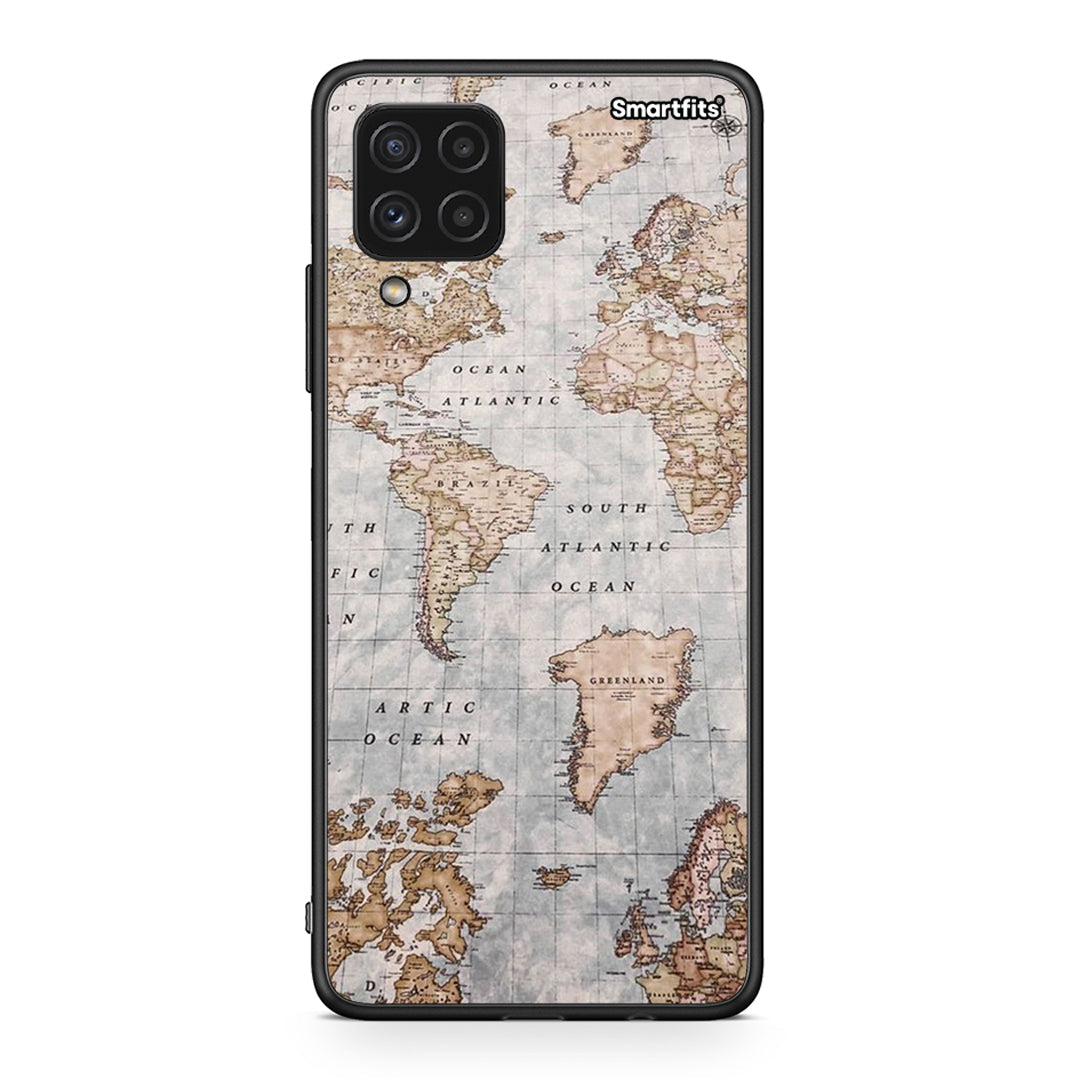 Samsung A22 4G World Map Θήκη από τη Smartfits με σχέδιο στο πίσω μέρος και μαύρο περίβλημα | Smartphone case with colorful back and black bezels by Smartfits