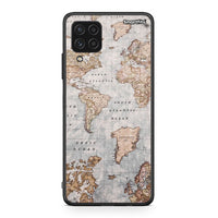 Thumbnail for Samsung A22 4G World Map Θήκη από τη Smartfits με σχέδιο στο πίσω μέρος και μαύρο περίβλημα | Smartphone case with colorful back and black bezels by Smartfits