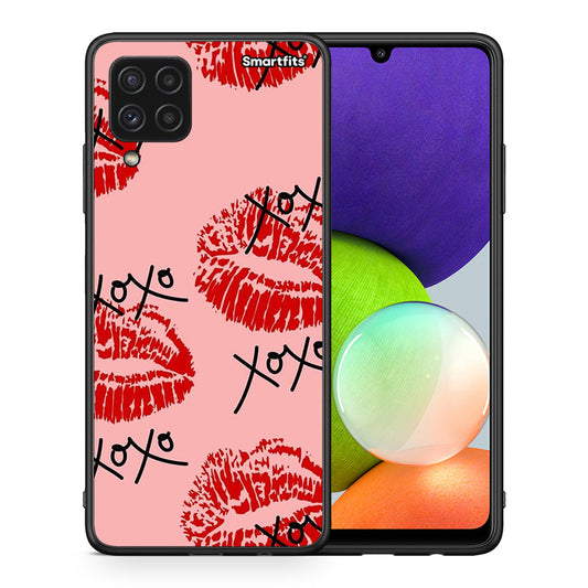 Θήκη Samsung A22 4G XOXO Lips από τη Smartfits με σχέδιο στο πίσω μέρος και μαύρο περίβλημα | Samsung A22 4G XOXO Lips case with colorful back and black bezels