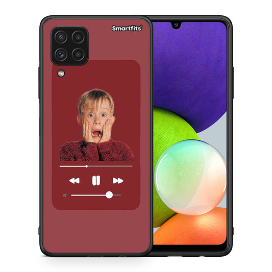 Θήκη Samsung A22 4G Xmas Alone Music από τη Smartfits με σχέδιο στο πίσω μέρος και μαύρο περίβλημα | Samsung A22 4G Xmas Alone Music case with colorful back and black bezels