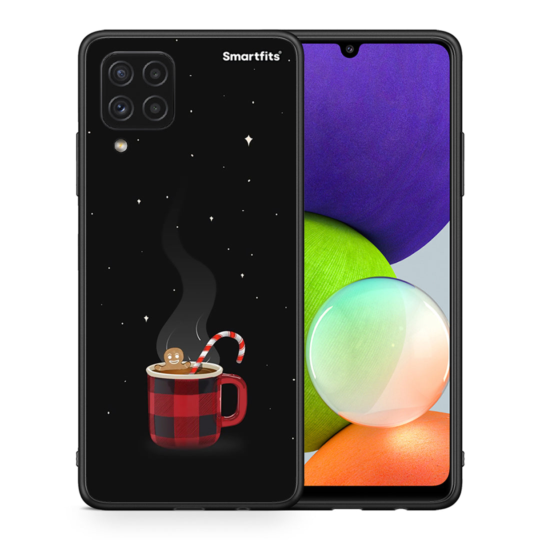 Θήκη Samsung A22 4G Xmas Bathing από τη Smartfits με σχέδιο στο πίσω μέρος και μαύρο περίβλημα | Samsung A22 4G Xmas Bathing case with colorful back and black bezels