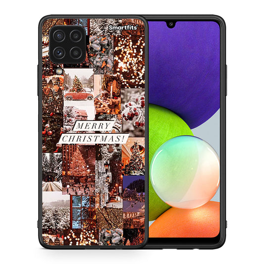 Θήκη Samsung A22 4G Xmas Collage από τη Smartfits με σχέδιο στο πίσω μέρος και μαύρο περίβλημα | Samsung A22 4G Xmas Collage case with colorful back and black bezels