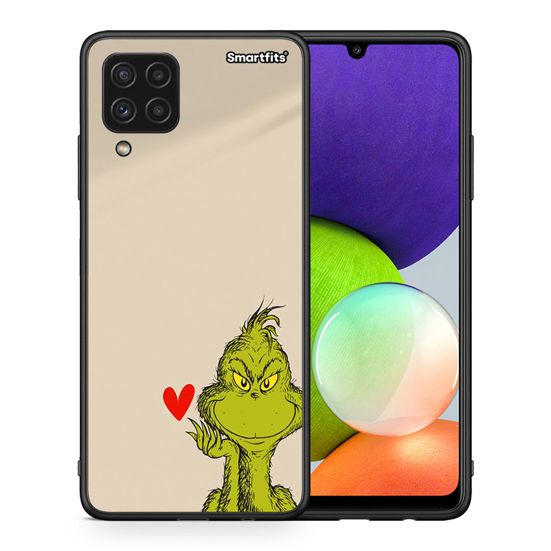 Θήκη Samsung A22 4G Xmas Grinch από τη Smartfits με σχέδιο στο πίσω μέρος και μαύρο περίβλημα | Samsung A22 4G Xmas Grinch case with colorful back and black bezels