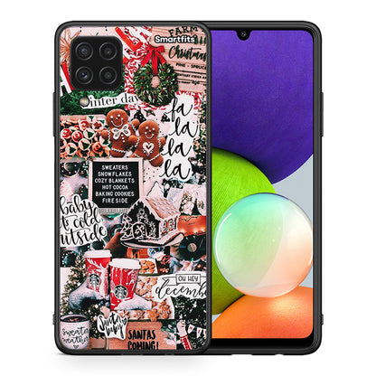 Θήκη Samsung A22 4G Xmas Habbits από τη Smartfits με σχέδιο στο πίσω μέρος και μαύρο περίβλημα | Samsung A22 4G Xmas Habbits case with colorful back and black bezels