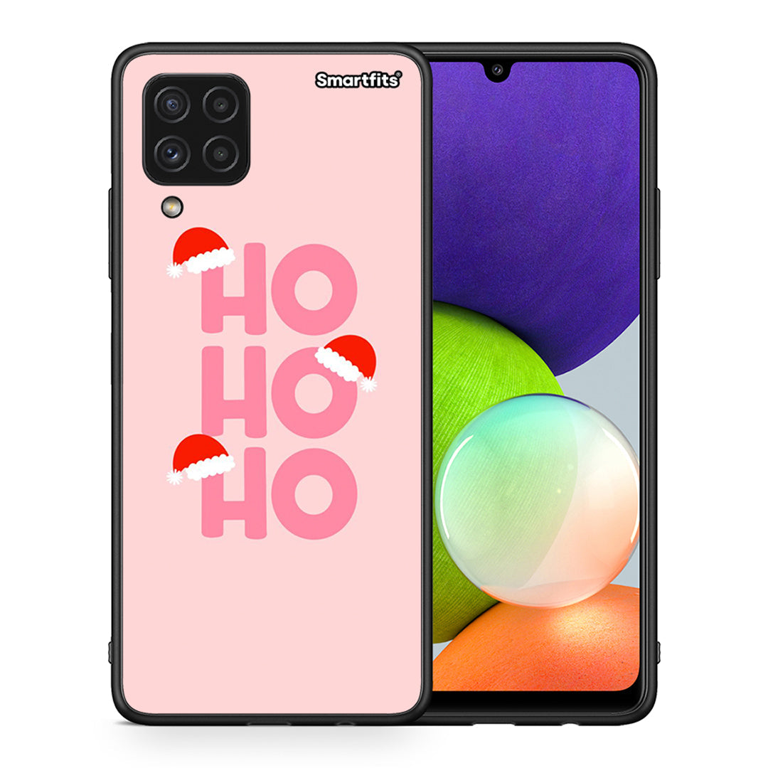 Θήκη Samsung A22 4G Xmas Ho Ho Ho από τη Smartfits με σχέδιο στο πίσω μέρος και μαύρο περίβλημα | Samsung A22 4G Xmas Ho Ho Ho case with colorful back and black bezels