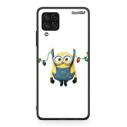Samsung A22 4G Xmas Minion Lights θήκη από τη Smartfits με σχέδιο στο πίσω μέρος και μαύρο περίβλημα | Smartphone case with colorful back and black bezels by Smartfits