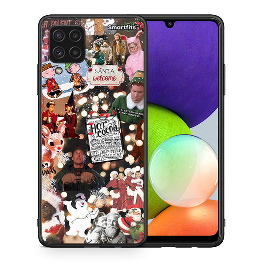 Θήκη Samsung A22 4G Xmas Movies από τη Smartfits με σχέδιο στο πίσω μέρος και μαύρο περίβλημα | Samsung A22 4G Xmas Movies case with colorful back and black bezels