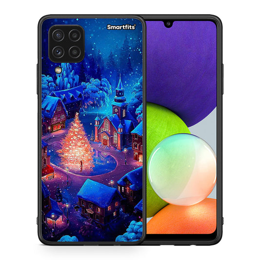 Θήκη Samsung A22 4G Xmas Village από τη Smartfits με σχέδιο στο πίσω μέρος και μαύρο περίβλημα | Samsung A22 4G Xmas Village case with colorful back and black bezels
