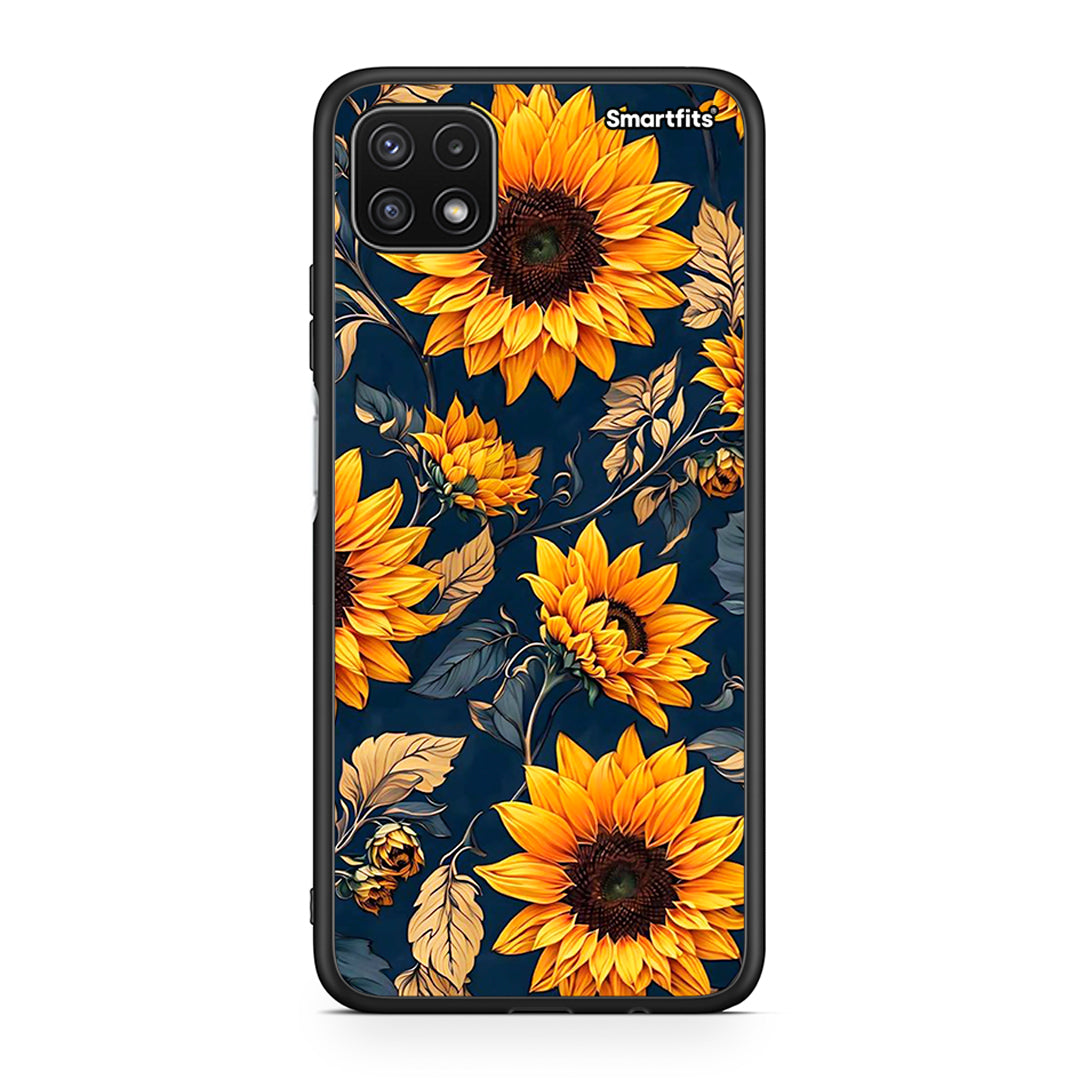Samsung A22 5G Autumn Sunflowers Θήκη από τη Smartfits με σχέδιο στο πίσω μέρος και μαύρο περίβλημα | Smartphone case with colorful back and black bezels by Smartfits